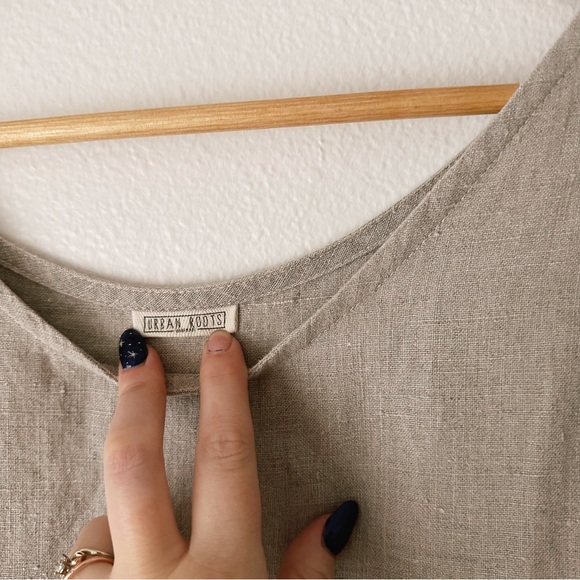 Natural Linen Smock Dress Medium Urban Roots Handmade - Picture 3 of 4